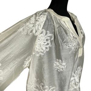 H&M Cream Embroidered Oversized Blouse